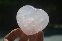 Polished Rose Quartz Gemstone Hearts x 6 From Madagascar