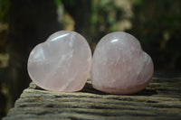 Polished Rose Quartz Gemstone Hearts x 6 From Madagascar