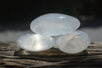 Polished Girasol Pearl Quartz Palm Stones x 12 From Ambatondrazaka, Madagascar