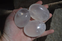 Polished Girasol Pearl Quartz Palm Stones x 12 From Ambatondrazaka, Madagascar