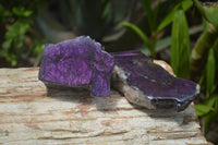 Polished On One Side Metallic Purpurite Specimens x 4 From Namibia