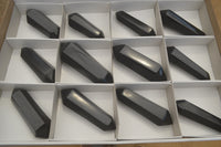 Polished Double Terminated Black Basalt Points x 12 From Madagascar