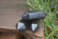 Polished Double Terminated Black Basalt Points x 12 From Madagascar