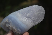 Polished On One Side Blue Lace Agate Geode Specimens x 3 From Malawi