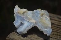 Polished On One Side Blue Lace Agate Geode Specimens x 3 From Malawi