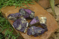 Natural Metallic Purpurite Cobbed Specimens x 6 From Erongo, Namibia