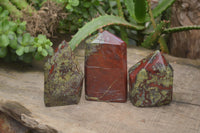 Polished Dragon Bloodstone Points x 3 From Tshipise, South Africa