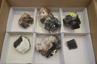 Natural Black Tourmaline With Hyalite Opal Specimens x 6 From Namibia