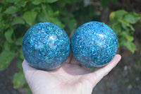 Polished Chrysocolla Conglomerate Spheres x 2 From Congo