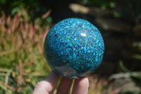 Polished Chrysocolla Conglomerate Spheres x 2 From Congo