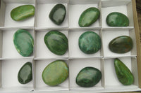 Polished Emerald Verdite Galet - Palmstones x 12 From Zimbabwe