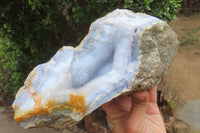 Natural XL Blue Lace Agate Geode Specimens x 2 From Nsanje, Malawi