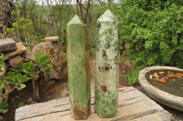 Polished Chrysoprase Towers x 2 From Madagascar