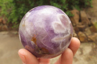 Polished Chevron Amethyst Spheres x 2 From Madagascar