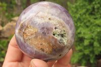 Polished Chevron Amethyst Spheres x 2 From Madagascar