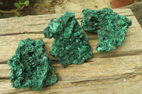 Natural Silky Malachite Specimens x 3 From Kasompe, Congo