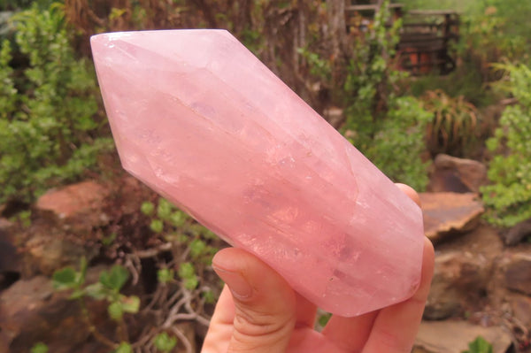 Polished Double Terminated Rose Quartz Points x 6 From Madagascar