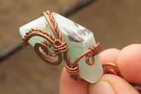 Hand Made Copper Wire Wrapped Blue Smithsonite Pendants x 6 From Congo