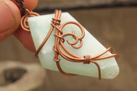 Hand Made Copper Wire Wrapped Blue Smithsonite Pendants x 6 From Congo