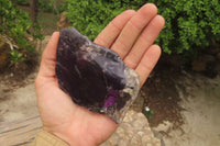 Polished On One Side Metallic Purpurite Specimens x 4 From Namibia