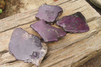 Polished On One Side Metallic Purpurite Specimens x 4 From Namibia