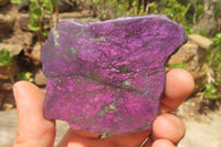 Polished On One Side Metallic Purpurite Specimens x 4 From Namibia