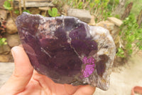 Polished On One Side Metallic Purpurite Specimens x 4 From Namibia