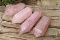 Polished Double Terminated Rose Quartz Points x 4 From Madagascar