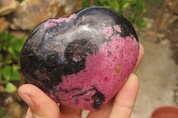 Polished Rhodonite Gemstone Eggs & Hearts x 4 From Madagascar