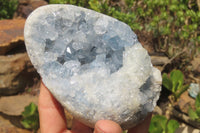 Polished Celestite Egg Geodes x 2 From Madagascar