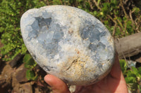 Polished Celestite Egg Geodes x 2 From Madagascar