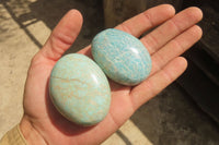 Polished Amazonite Palm Stones x 15 from Zimbabwe