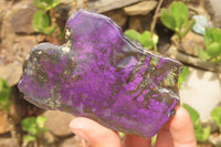 Polished On One Side Metallic Purpurite Specimens x 3 From Namibia