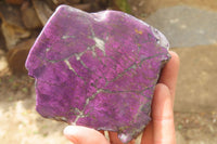 Polished On One Side Metallic Purpurite Specimens x 3 From Namibia