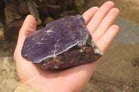 Polished On One Side Metallic Purpurite Specimens x 3 From Namibia