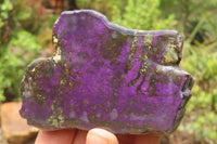 Polished On One Side Metallic Purpurite Specimens x 3 From Namibia