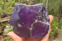 Polished On One Side Metallic Purpurite Specimens x 3 From Namibia