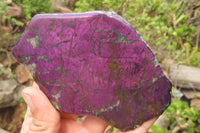 Polished On One Side Metallic Purpurite Specimens x 3 From Namibia