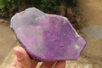 Polished On One Side Metallic Purpurite Specimens x 3 From Namibia