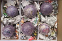 Polished Lepidolite Spheres x 6 From Ambatondrazaka, Madagascar