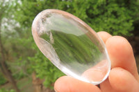 Polished Clear Quartz Palm Stones x 35 From Madagascar