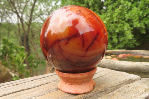 Polished Carnelian Sphere x 1 From Madagascar