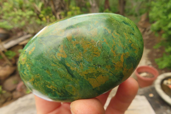 Polished Green Verdite Palm Stones x 12 From Zimbabwe