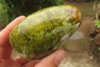 Polished Green Opal Standing Free Forms x 2 From Antsirabe, Madagascar