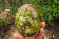 Polished Green Opal Standing Free Forms x 2 From Antsirabe, Madagascar