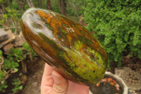 Polished Green Opal Standing Free Forms x 2 From Antsirabe, Madagascar