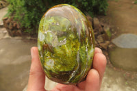 Polished Green Opal Standing Free Forms x 2 From Antsirabe, Madagascar