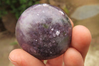 Polished Lepidolite with Pink Rubellite Palm Stones x 24 From Ambatondrazaka, Madagascar