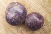 Polished Lepidolite with Pink Rubellite Palm Stones x 24 From Ambatondrazaka, Madagascar