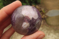 Polished Lepidolite with Pink Rubellite Palm Stones x 24 From Ambatondrazaka, Madagascar